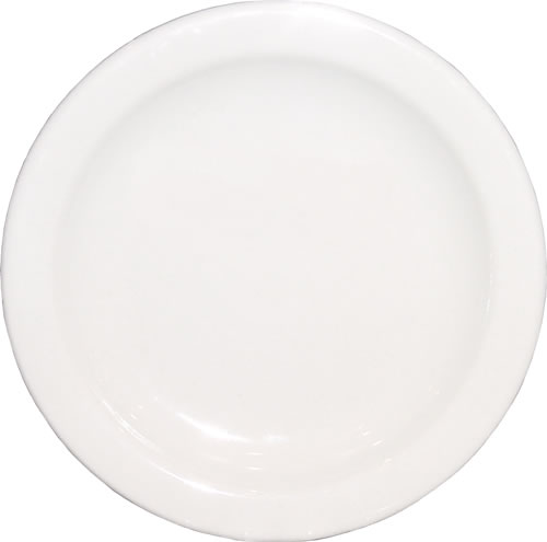 Plate, China, Narrow Rim, White, 6-1/2