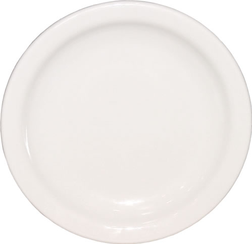 Plate, China, Narrow Rim, White, 8-7/8