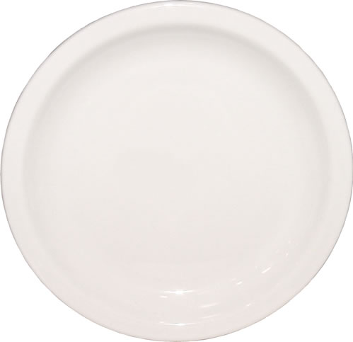 Plate, China, Narrow Rim, White, 9-3/8