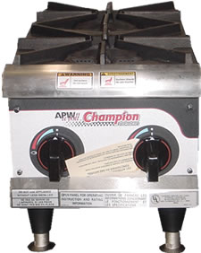 Hot Plate, Countertop, 2 Burner, LP/Nat Gas