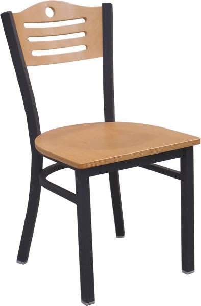 Chair, Metal Frame, Wood Seat, Natural
