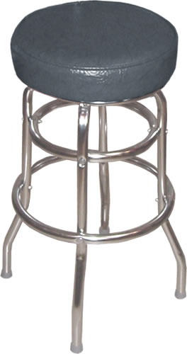 Bennington Furniture Corp. - Black Deluxe Seat Bar Stool with Double Ring Chrome Frame