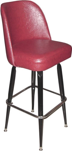 Cranberry Red Bucket Seat Bar Stool with Heavy Duty Steel Frame