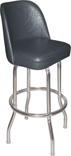 Bennington Furniture Corp. - Black Bucket Seat Bar Stool with Single Ring Chrome Frame