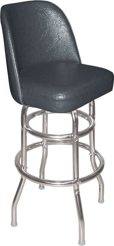 Bennington Furniture Corp. - Black Bucket Seat Bar Stool with Double Ring Chrome Frame