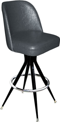 Black Bucket Seat Bar Stool with Extra Heavy Duty Steel Frame