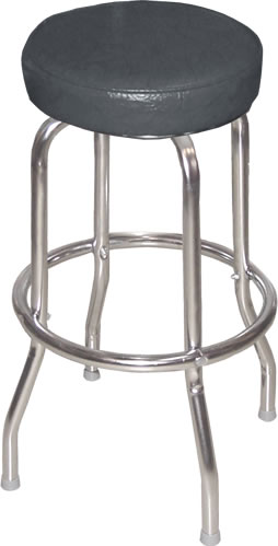 Black Bar Stool with Single Ring Chrome Frame