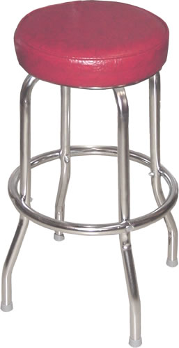 Cranberry Red Bar Stool with Single Ring Chrome Frame