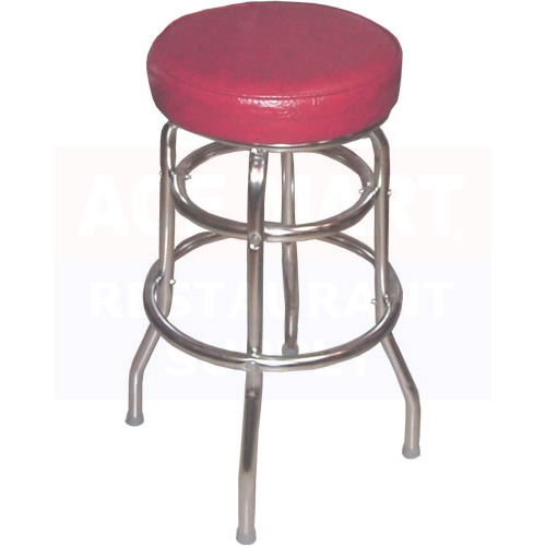 Bennington Furniture Corp. - Cranberry Red Bar Stool with Double Ring Chrome Frame