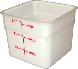 Food Container, Square, Polyethylene, White, 6 qt