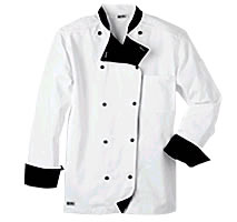Chefwear - Chef Coat, White w/Black, Large