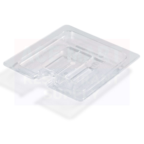 Food Pan Cover, Sixth Size, Slotted, Polycarbonate, Clear