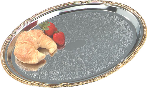 Carlisle Food Service - Tray, Celebration Series Oval w/Gold Trim