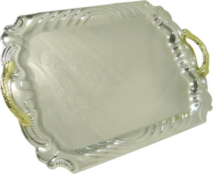 Tray, Serving Chrome/Gold 15