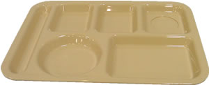 Tray, 6 Compartment Tan