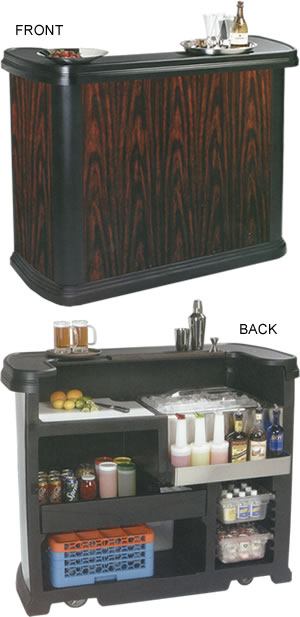 Carlisle Food Service - Maximizer™ Portable Bar with Cherry Wood ABS Paneling