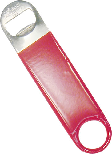 Bottle Opener, Flat, Coated, Red