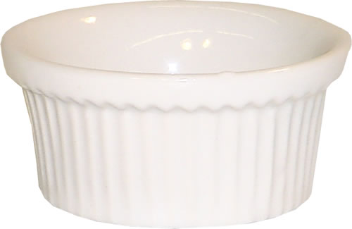 Ramekin, Ceramic, Fluted, White, 3 oz