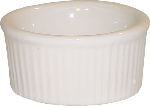 Ramekin, Ceramic, Fluted, White, 4 oz