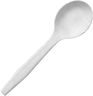 Spoon, Soup, Disposable Plastic, White
