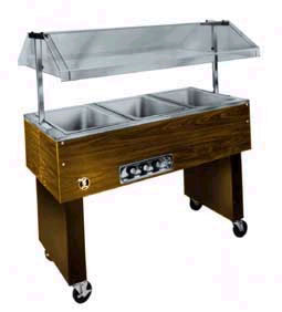 Hot Food Table, 4 Well, Portable, Electric, 240v
