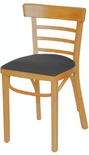 Chair, Ladderback, Black Seat Pad, Natural Finish