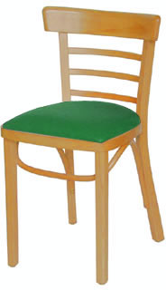 Chair, Ladderback, Green Seat Pad, Natural Finish