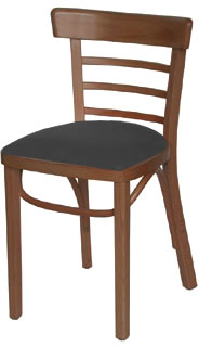 Chair, Ladderback, Black Seat Pad, Walnut Finish