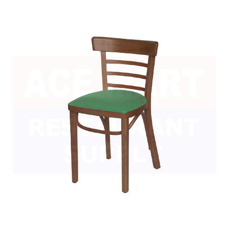 Chair, Ladderback, Green Seat Pad, Walnut Finish
