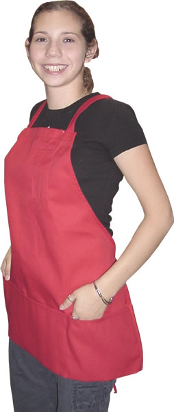 Red 3 Pocket Bib Apron