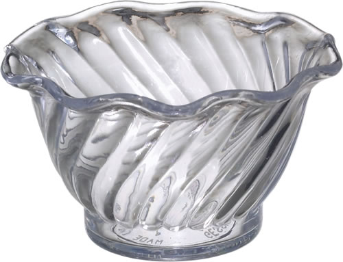 Dessert Dish, Plastic, Tulip Swirl, Clear, 5 oz