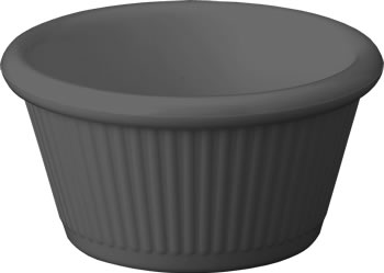 Ramekin, Plastic, Fluted, Black, 2-1/2 oz