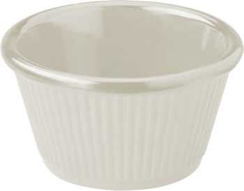 Ramekin, Plastic, Fluted, Bone, 4-1/2 oz