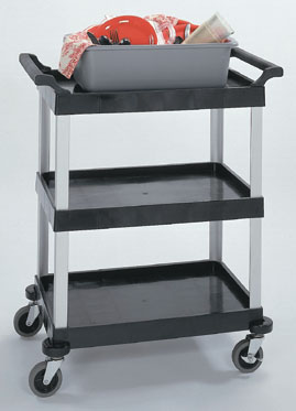 Black 3 Shelf Utility Cart, 300 lb. Capacity
