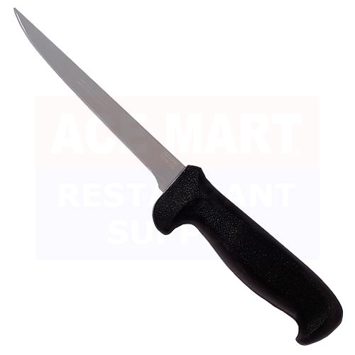 6� Narrow Stiff Boning Knife with Black Handle