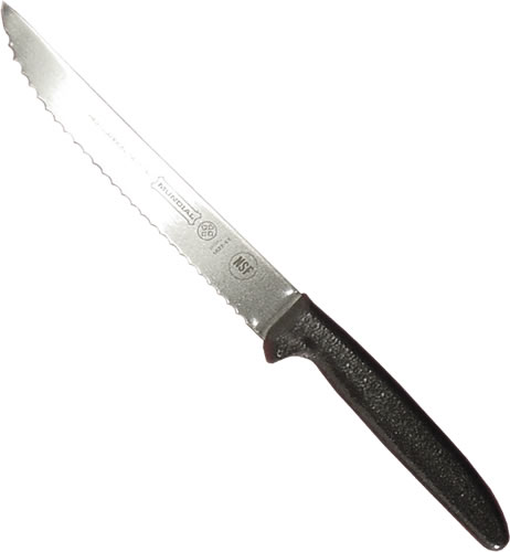 Knife, Slicer, Scalloped Blade, Black Handle, 6