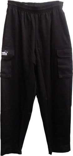 Black Cargo Style Chef Pants, Large
