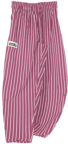 Chef Pants, Chalkstripe, Burgundy, Large