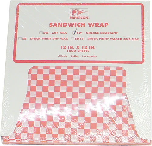 Papercon Inc. - Sandwich Wrap, Red Check 12