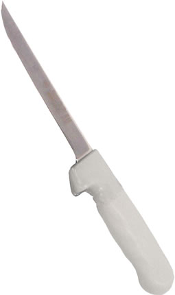 Knife, Boning, Narrow Blade, Poly Handle, White, 6