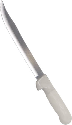 Knife, Utility, Scalloped Blade, Poly Handle, White, 9