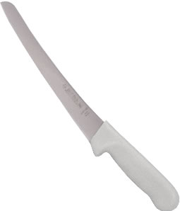 Knife, Bread, Scalloped Blade, Poly Handle, White, 10