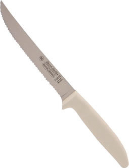 Knife, Utility, Scalloped Blade, Poly Handle, White, 6
