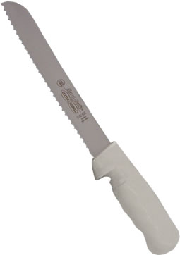Knife, Bread, Scalloped Blade, Poly Handle, White, 8
