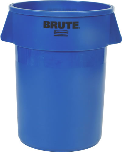 Waste Container, w/o Lid Round Brute Blue 32 gal.