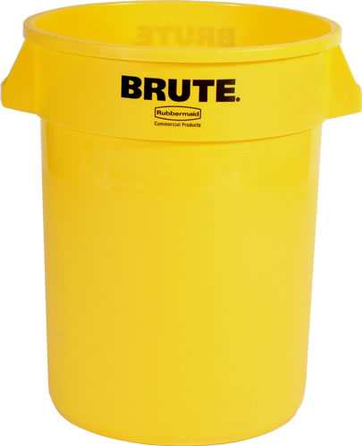 Newell Rubbermaid Inc. - Waste Container, w/o Lid Round Brute Yellow 32 gal.