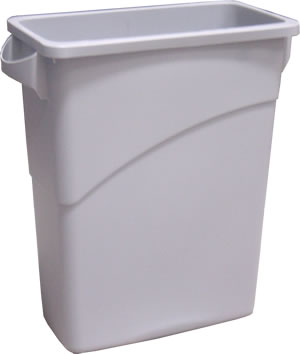15-7/8 Gal. Waste Container, Slim Jim w/Handles