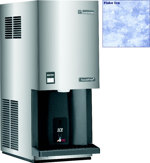 Ice Maker/Dispenser, Flake, TouchFree, 351 lb.Maker w/12 lb. Bin, 115v