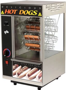 Broiler, Hot Dog, w/ Bun Warmer, 18 Dog Capacity
