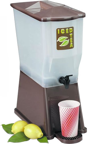 Beverage Dispenser, Single Reservoir, Slimline, Brown, 3 gal